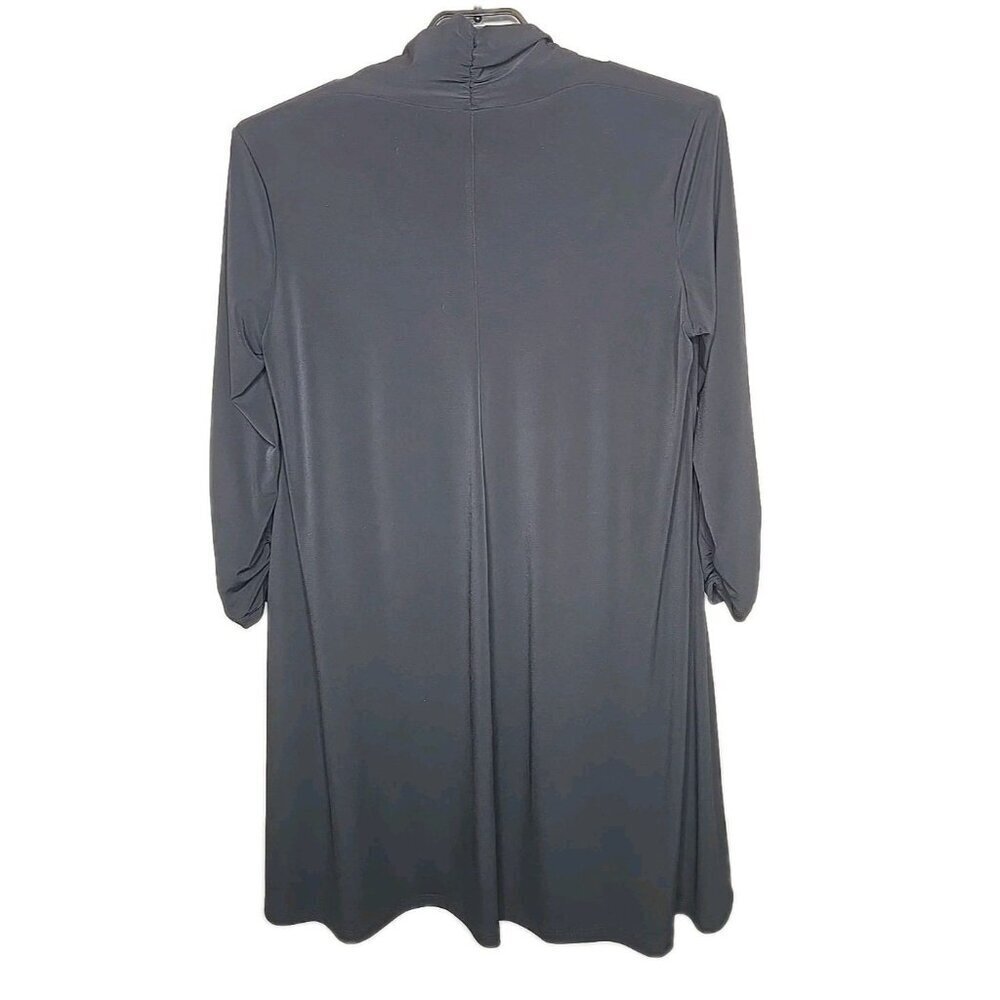 Clara Sun Woo Women's Black Swing Dress Lagenlook Ruched Sleeves Size XL t71 - Picture 2 of 6